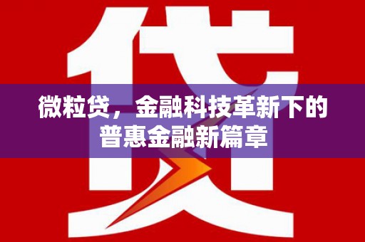 太白微粒贷，金融科技革新下的普惠金融新篇章