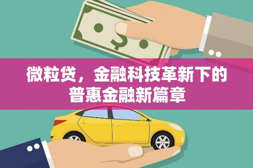 太白微粒贷，金融科技革新下的普惠金融新篇章