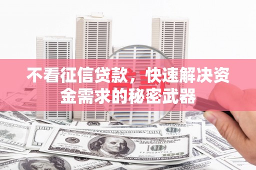 太白不看征信贷款，快速解决资金需求的秘密武器