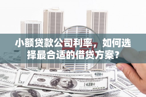 太白小额贷款公司利率，如何选择最合适的借贷方案？